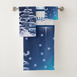 Conjunto De Toalhas Natal da Marcha das Maravilhas Blue and Silver Win