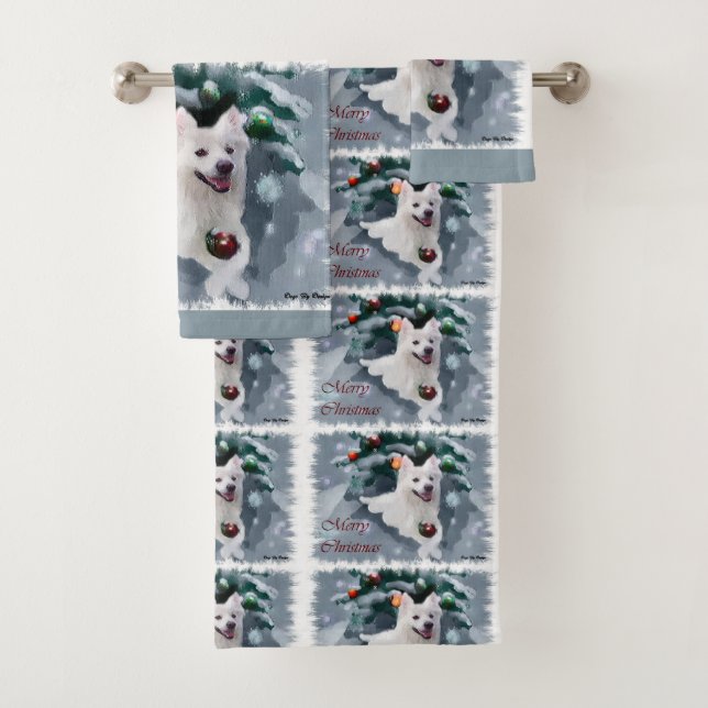 Conjunto De Toalhas Natal de Cão Eskimo Americano (Insitu)
