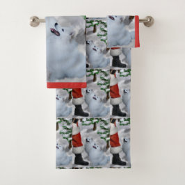 Conjunto De Toalhas Natal de Cão Eskimo Americano