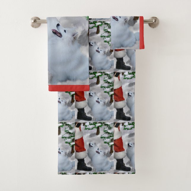 Conjunto De Toalhas Natal de Cão Eskimo Americano (Insitu)