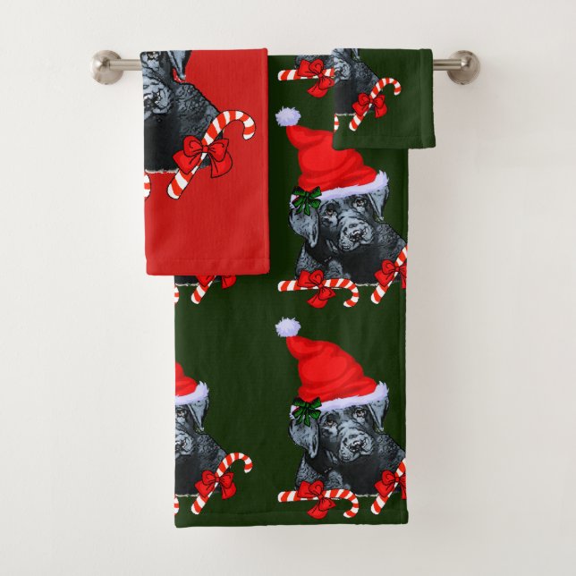 Conjunto De Toalhas Natal do Black Labrador Retriever (Insitu)