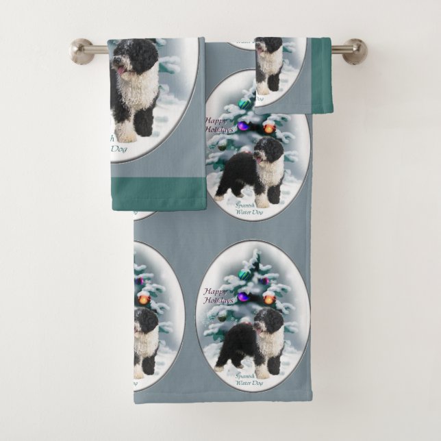 Conjunto De Toalhas Natal do Cão de Água Espanhol (Insitu)