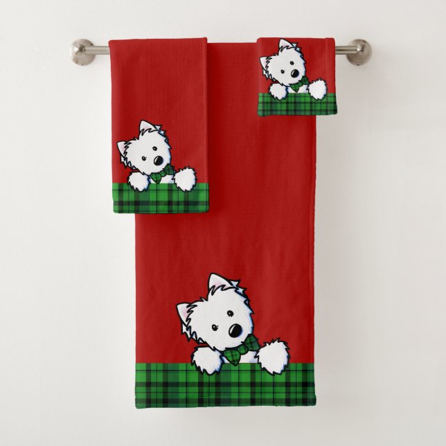 Conjunto De Toalhas Natal do KiniArt Westie Boy (Insitu)