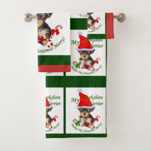 Conjunto De Toalhas Natal do yorkshire terrier