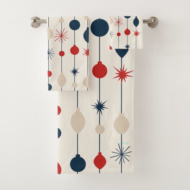 Conjunto De Toalhas Natal em Estilo Moderno de Meados do Século com Ex (Insitu)