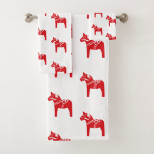 Conjunto De Toalhas Natal escandinavo Cavalo Dala Sueco