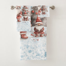 Conjunto De Toalhas Natal Escandinavo Gnomo Red Berries