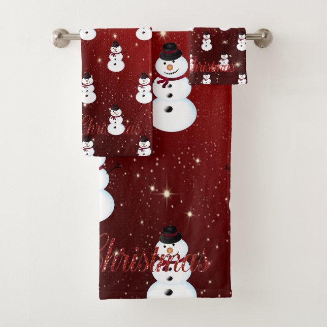 Conjunto De Toalhas Natal Feriado - Snowman Santa Hat (Insitu)