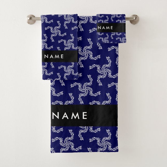 Conjunto De Toalhas Natal Garland, Azul, Seu nome, Personalize (Insitu)