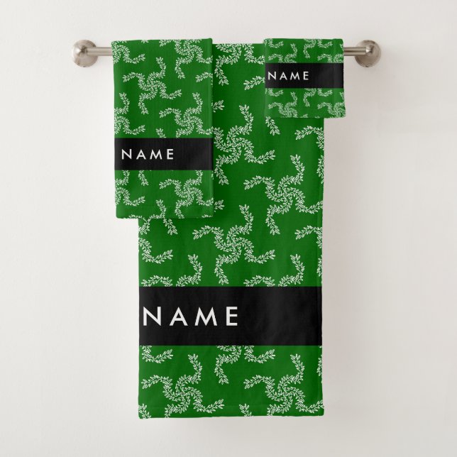 Conjunto De Toalhas Natal Garland, Verde, Seu nome, Personalize (Insitu)