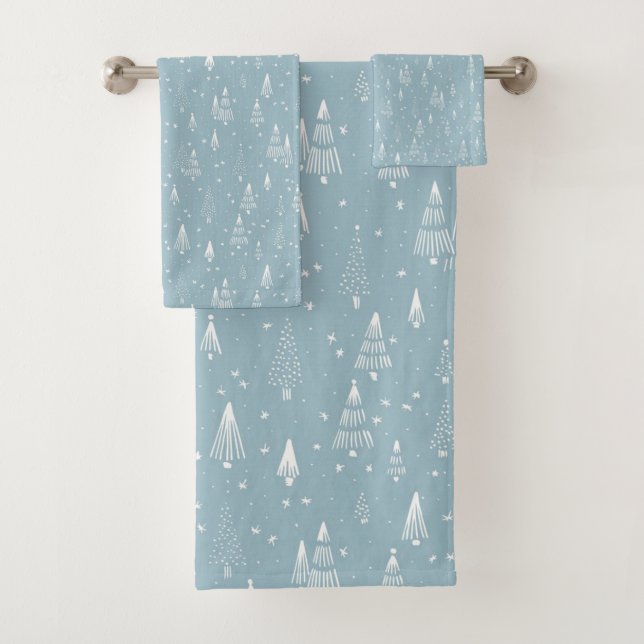 Conjunto De Toalhas Natal, Inverno, Azul, Personalizado (Insitu)