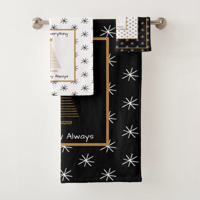 Conjunto De Toalhas Natal preto e branco moderno (Insitu)