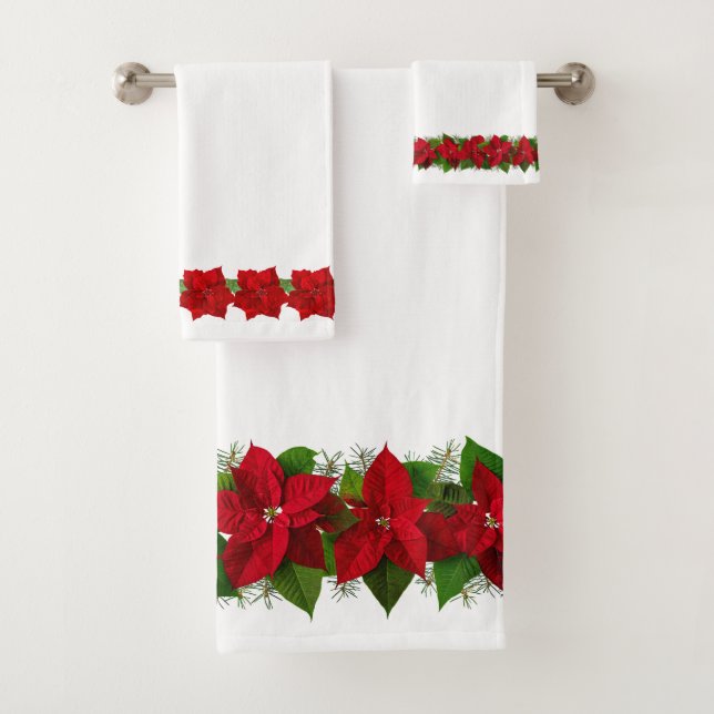 Conjunto De Toalhas Natal Red Poinsettias em Belo Branco (Insitu)