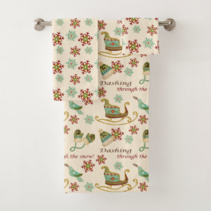 Conjunto De Toalhas Natal retro após o teste padrão