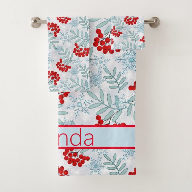 Conjunto De Toalhas Natal, Rowan, vermelho, branco, flocos de neve (Insitu)