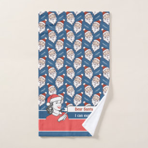 Conjunto De Toalhas Natal Vermelho e Azul do Papai Noel