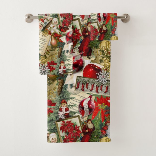 Conjunto De Toalhas Natal Vitoriano Clássico Vermelho e Verde (Insitu)
