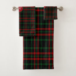 Conjunto De Toalhas Natal, Xadrez Vermelho Verde Preto Irlandês Monogr