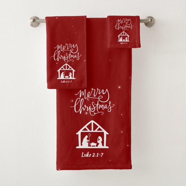 Conjunto De Toalhas Natividade Feliz Natal Vermelho (Insitu)