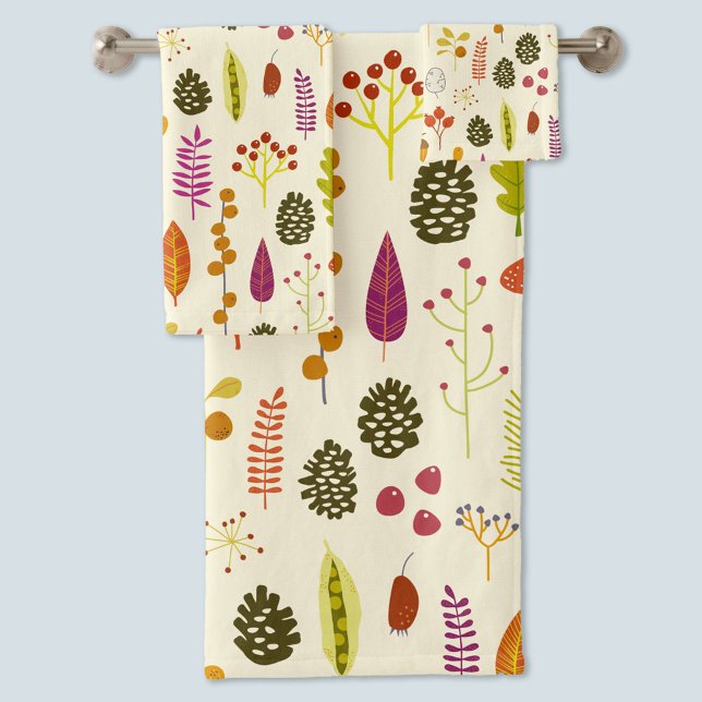 Conjunto De Toalhas Natureza da floresta (Autumn fall nature woodland themed cream bath, hand and face towel set)