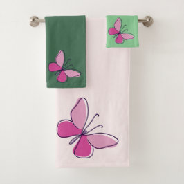 Conjunto De Toalhas Natureza Inspirou Insetos Borboleta Rosa