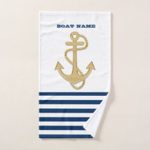 Náutico, Âncora Dourada  Azul Marinho Listras Bran
