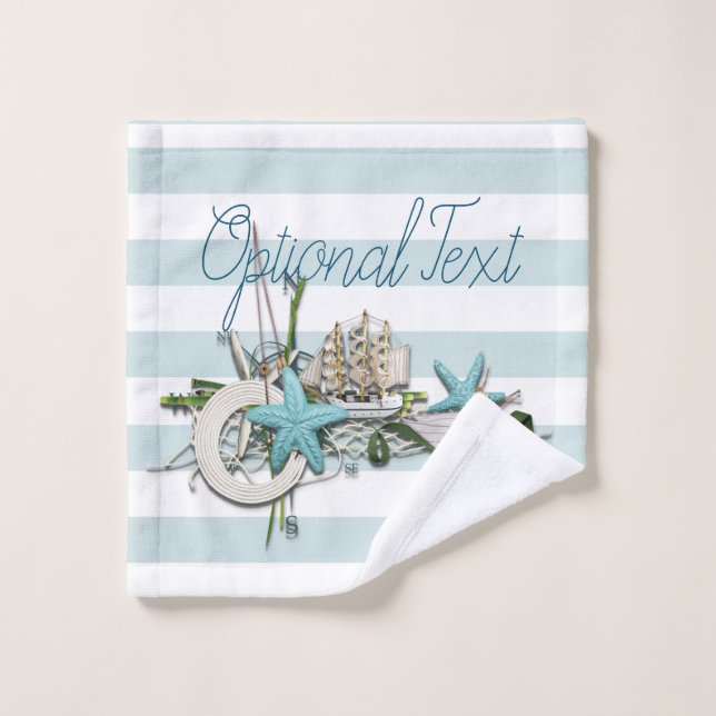 Conjunto De Toalhas Náutico, rede de pesca e navio alto (Pano de lavar)