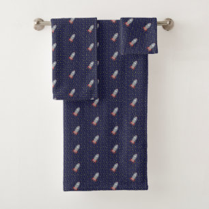 Conjunto De Toalhas Navio-foguete Retro e Estrelas