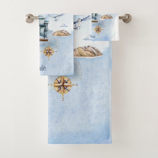 Conjunto De Toalhas Navio legal no Oceano Personalizável (Insitu)