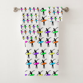 Conjunto De Toalhas Neon Ballerinas Balé Tutu Dance Professora Pointe