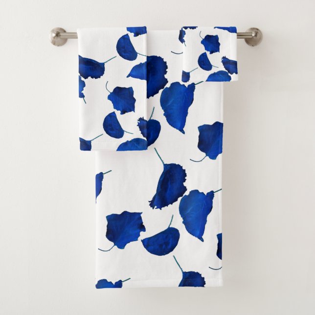 Conjunto De Toalhas Neon Blue Apricot Folhas (Insitu)