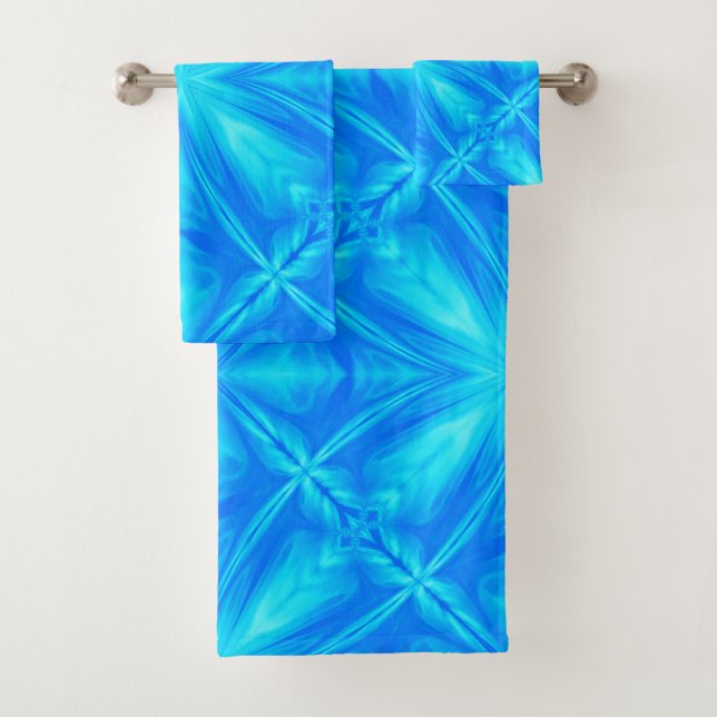 Conjunto De Toalhas Neon Blue Turquoise Psychedelic Cloudy Abstrato (Insitu)