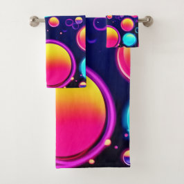 Conjunto De Toalhas Neon Bubble Universe