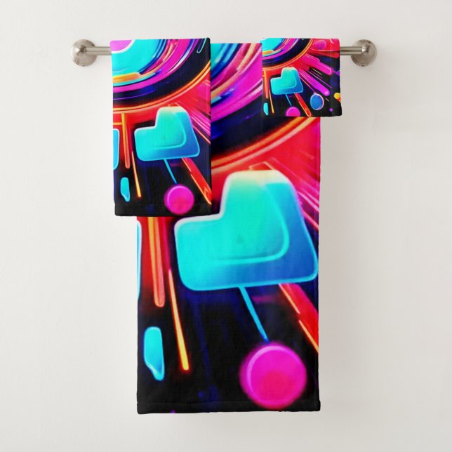 Conjunto De Toalhas Neon Burst: Abstrato Energy (Insitu)