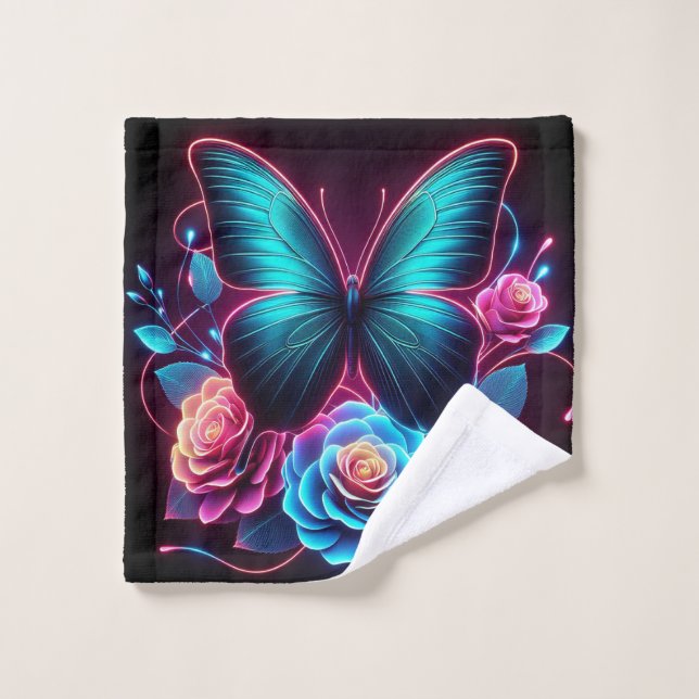 Conjunto De Toalhas Neon Butterfly & Rosas (Pano de lavar)