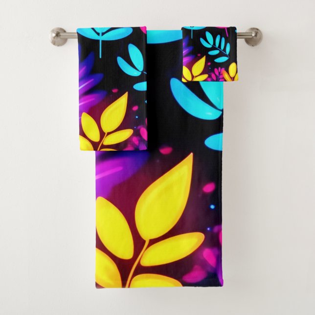 Conjunto De Toalhas Neon deixa Abstrato padrão (Insitu)