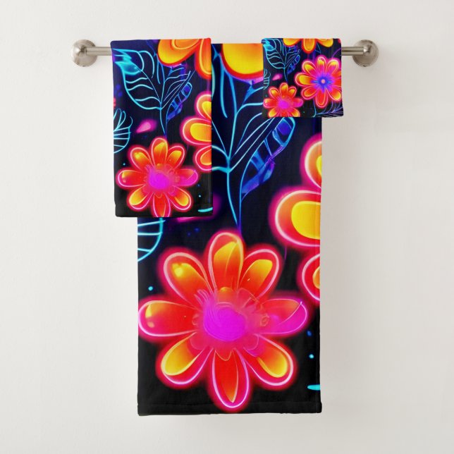 Conjunto De Toalhas Neon Floral Fantasy (Insitu)