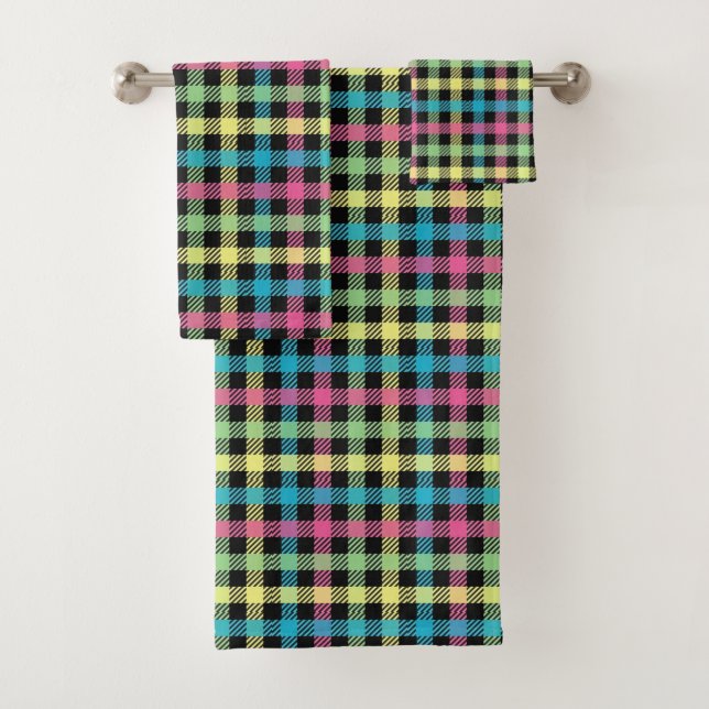 Conjunto De Toalhas Neon Gingham (Insitu)