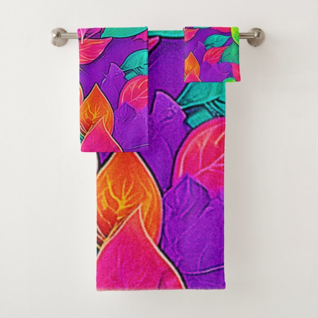 Conjunto De Toalhas Neon Leaves: Fluxo de Cartoon (Insitu)