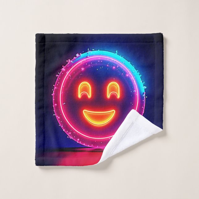 Conjunto De Toalhas Neon Smile: Bright Happy Glow Design (Pano de lavar)