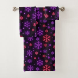 Conjunto De Toalhas Neon Snowflakes