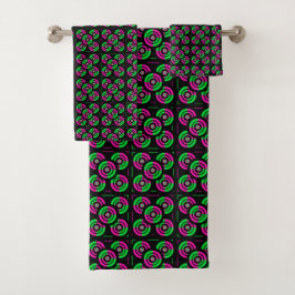 Conjunto De Toalhas Neon Verde e Rosa