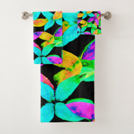 Conjunto De Toalhas Neonscape Leaf Pattern