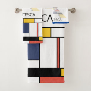 Conjunto De Toalhas Neoplasticismo Agradável Monograma de Arte. Letra