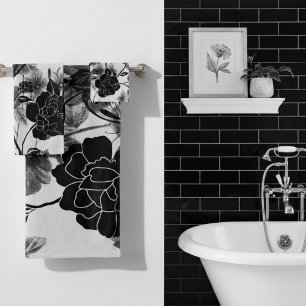 Conjunto De Toalhas Noir Floral de Borboleta Moderna