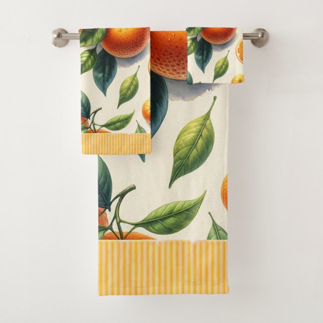 Conjunto De Toalhas Noiva de folhas de laranja de aquarela (Insitu)