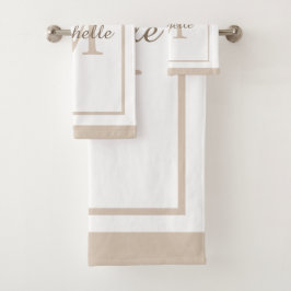 Conjunto De Toalhas Nome com Letra de Monograma Elegante Bordada
