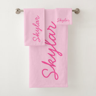 Conjunto De Toalhas Nome Curso Personalizado Cor-de-Rosa Quente Rosa-R