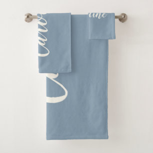 Conjunto De Toalhas Nome da caligrafia minimalista personalizada em az