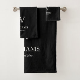 Conjunto De Toalhas Nome da Família do Monograma Clássico Elegante Per